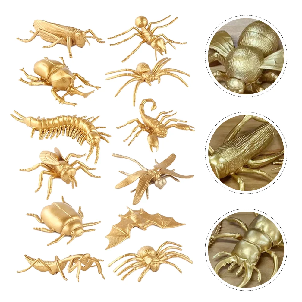 

Gold Insect Toy Funny Insects Toys for Learning Simulated Models Plastic Mini Figurines Modeling Micro-landscape Decor Animals