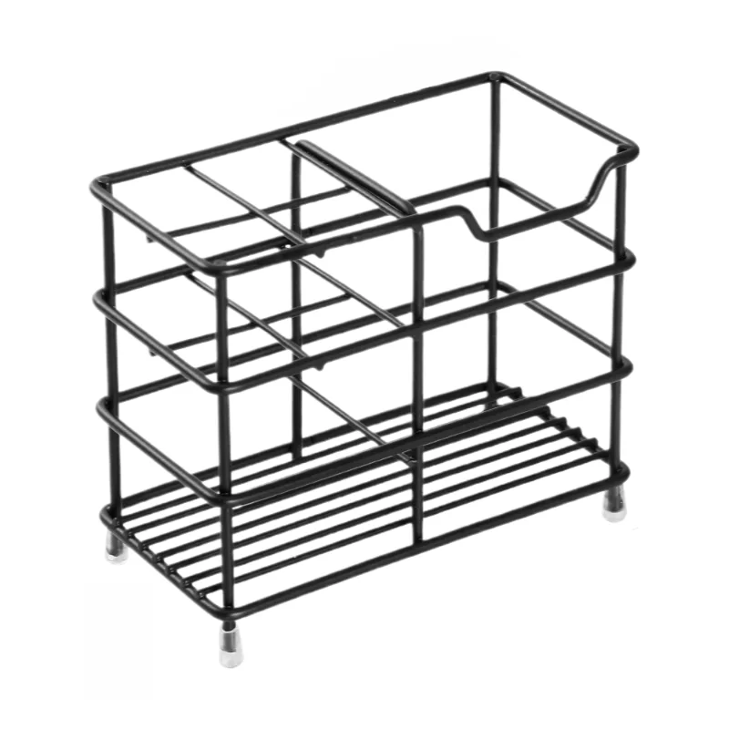 Black Metal Toothbrush Holder, Bathroom Organizer for Toothpaste & Brushes, Countertop Storage Rack