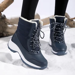 Botas de neve anti-derrapante para mulheres, sapatos de algodão preto, ao ar livre, leve, quente, casual, marca de luxo, inverno