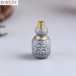 Handcrafted Real 925 Silver Lucky Power Dragon Guru Bead Sterling Buddhist Prayer Mala Three-way Bead DIY Jewelry Findings