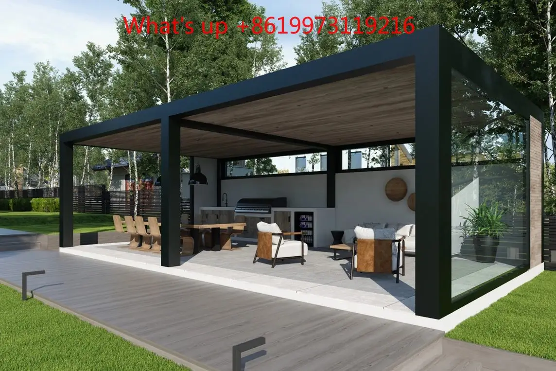 2026 Outdoor Aluminum Pergola Custom Size 3X3m 3X4m 4X4m 6x4m Remote Control Arbours Louvered Roof Pavilion Bioclimatique Pergol