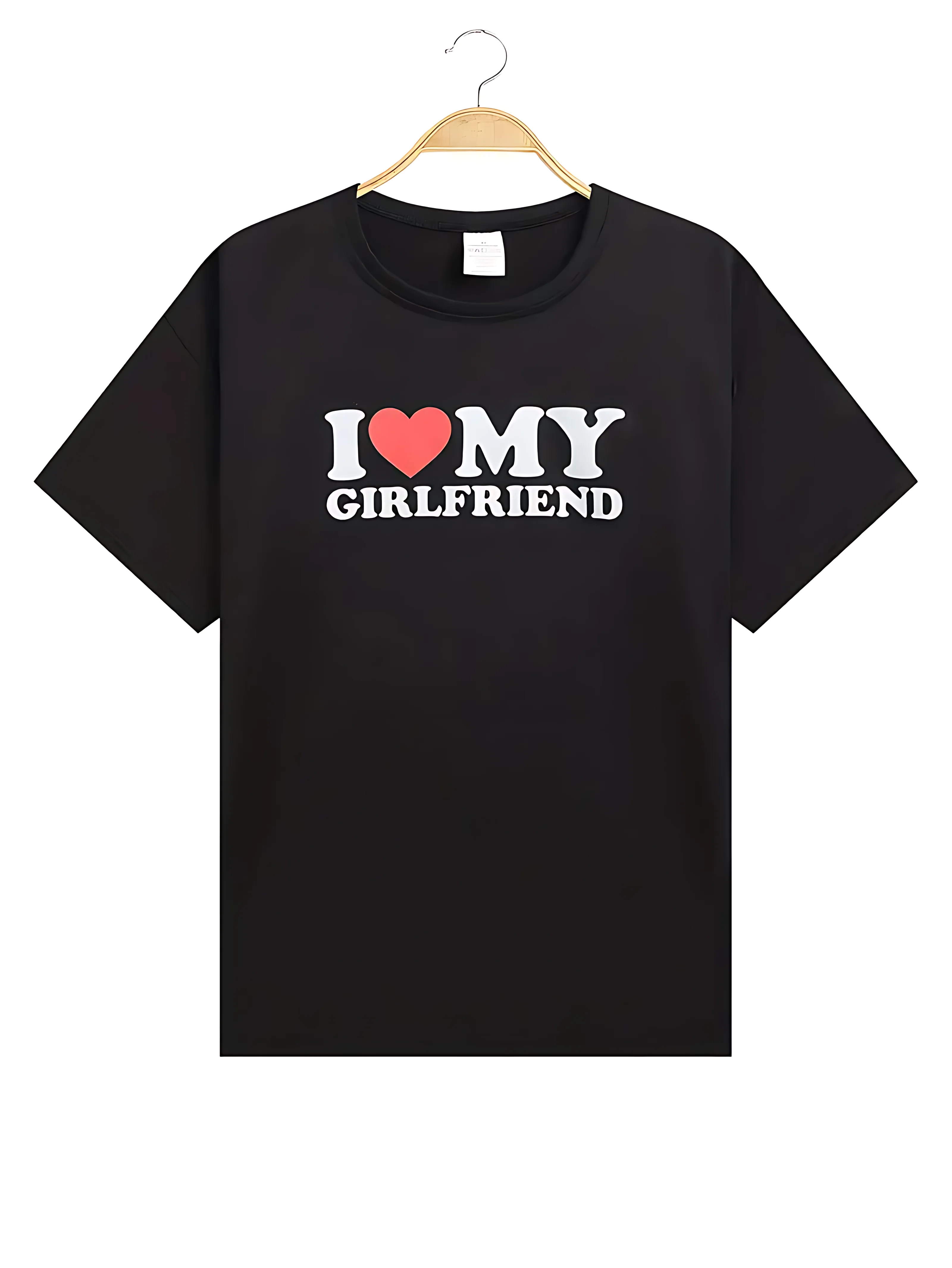 

"I LOVE MY GIRLFRIEND" Pattern Print Men's Comfy T-shirt, Graphic Tee Men's Summer Clothes, Men's Funny Gifts for Men lwf 180g