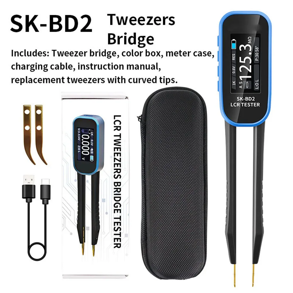 SK-BD2 Tweezers Type Meter Digital For Bridge Tester For SMD Inductance Capacitance Resistance Measurement With 1.47 Inch Screen