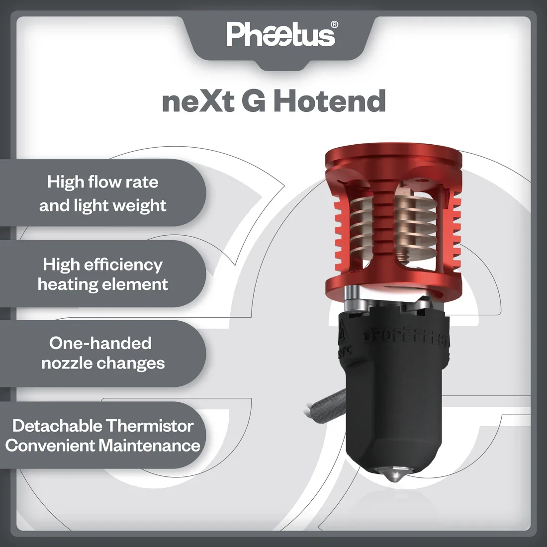 Phaetus Next G Hotend Next G Fiber Hotend High Flow Rate Detachable V6 Nozzles Compatible with Voron Prusa Mk2 Mk3 Creality