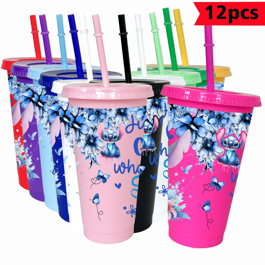 

12PCS/pack Disney, flower, 26oz multi-color plastic water cup party drinking set birthday/back to school gift