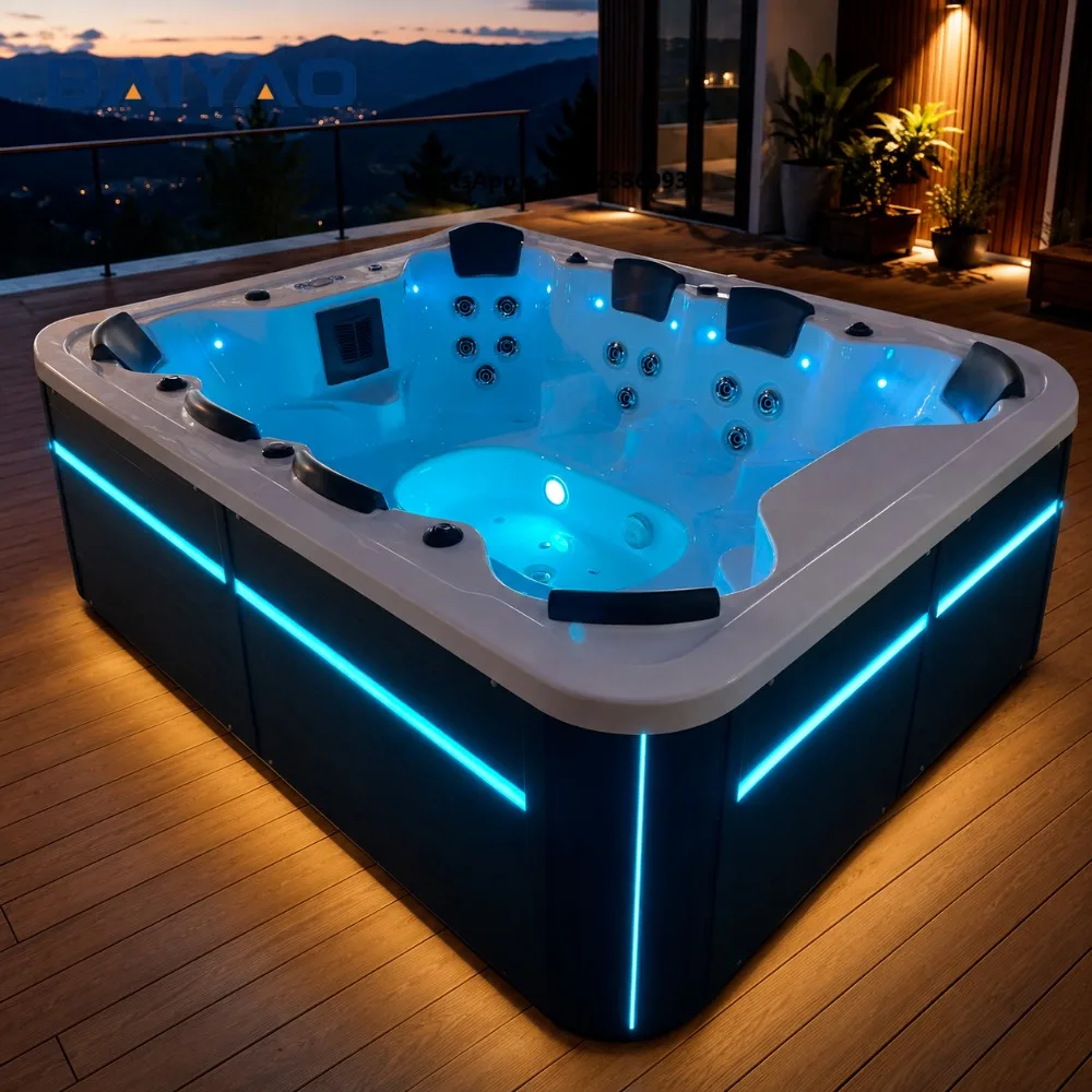Hot Sale Spa Hot Tub Luxury Europe Hotel Backyard Pools for 8 Person Hydrotherapy Rectangular Outdoor Massage Jacuzzier Modern