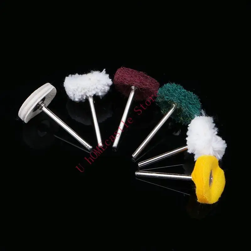 63HF 6Pcs Polisher Buffer Wheel Polishing Buffing Pad Brush For Rotary Drill Bit New