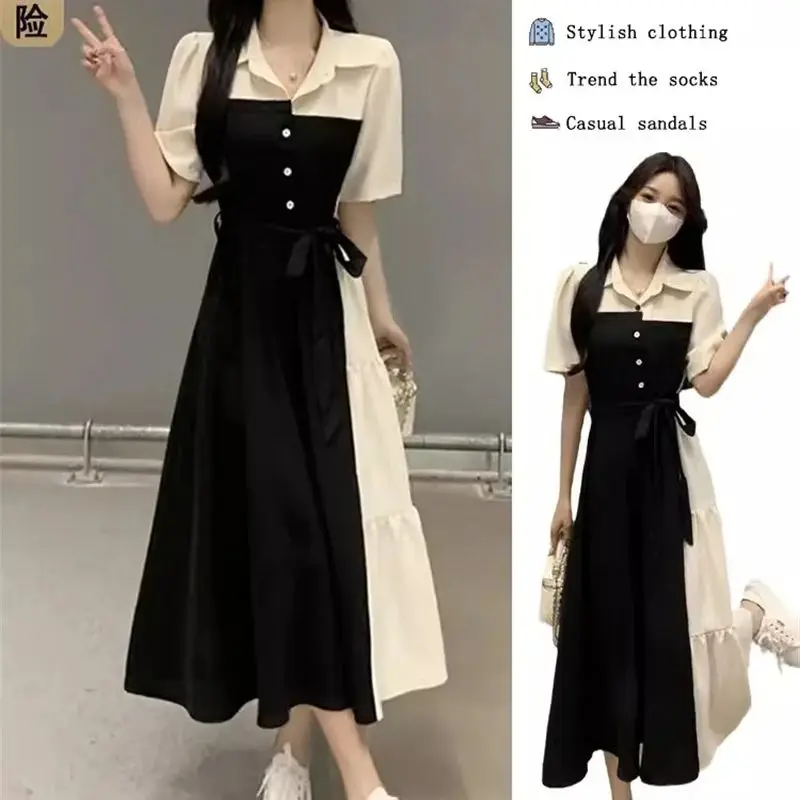 2024 Summer Women's Fashion French Kikyu Royal Sister Temperament Tea Salt Style Slightly Fat Wearing Dress High end Long Dress