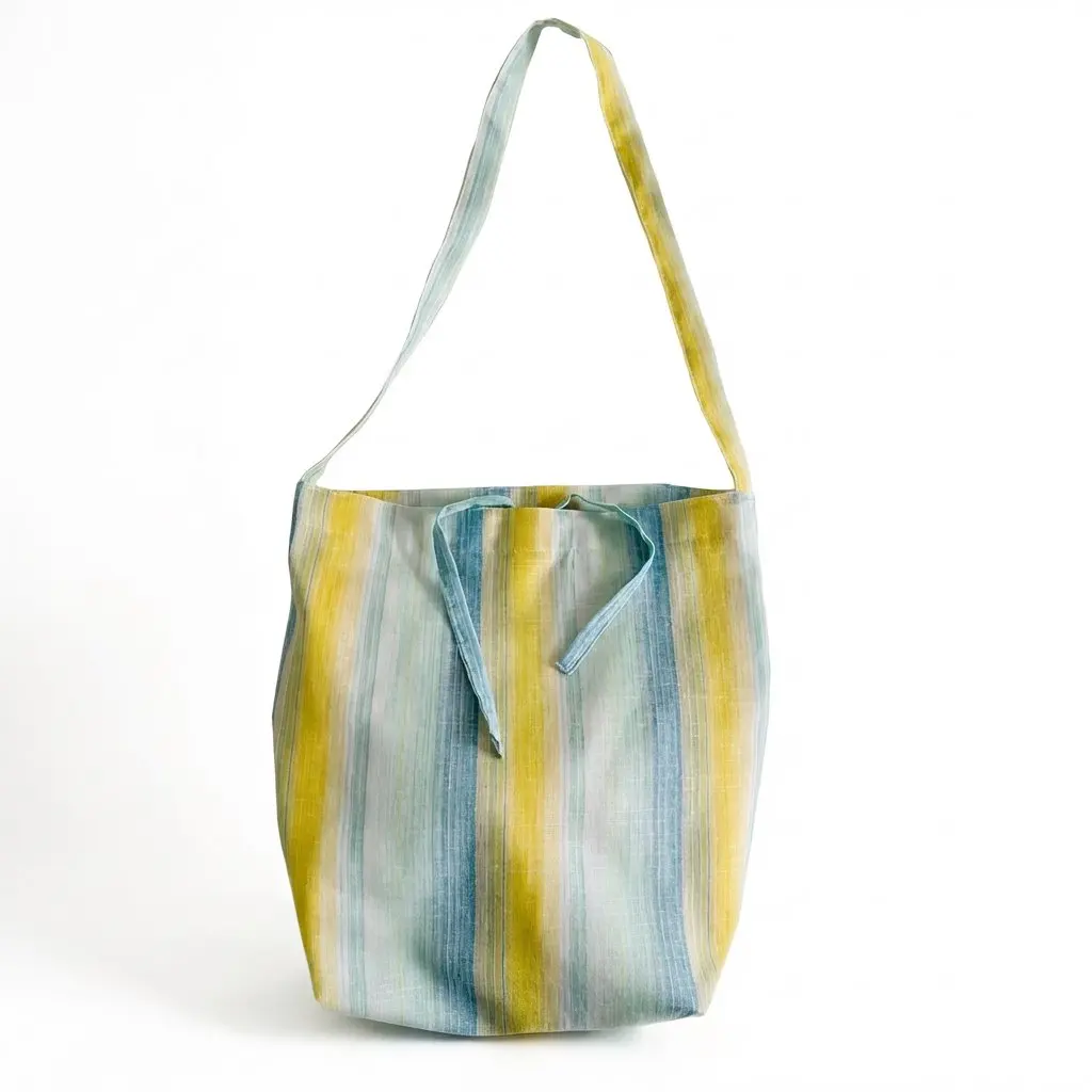 

Homemade yellow-green striped bag simple design oblique span bucket bag womens bag crossbody bag