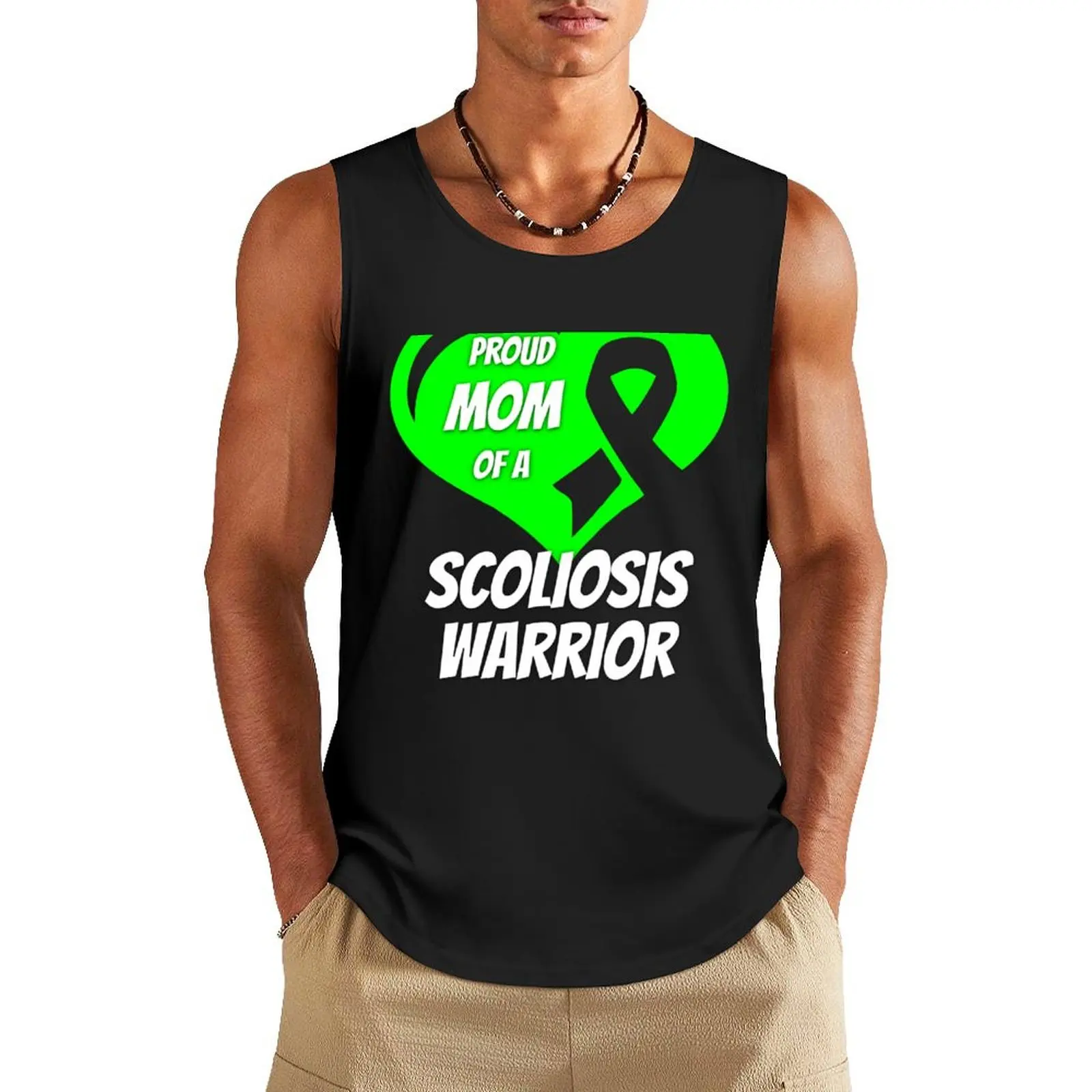 Scoliosis Awareness Proud Mom Of A Warrior Tank Top clothes for men gym Men's t-shirts