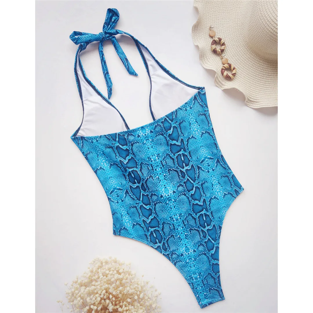 Neuer, aufregender Monokini-Badeanzug für Damen mit Schlangenhautmuster, einteiliger Badeanzug, figurbetonter Schnitt, Badebekleidung, Badeanzug für Damen, V3056. – Detail 29