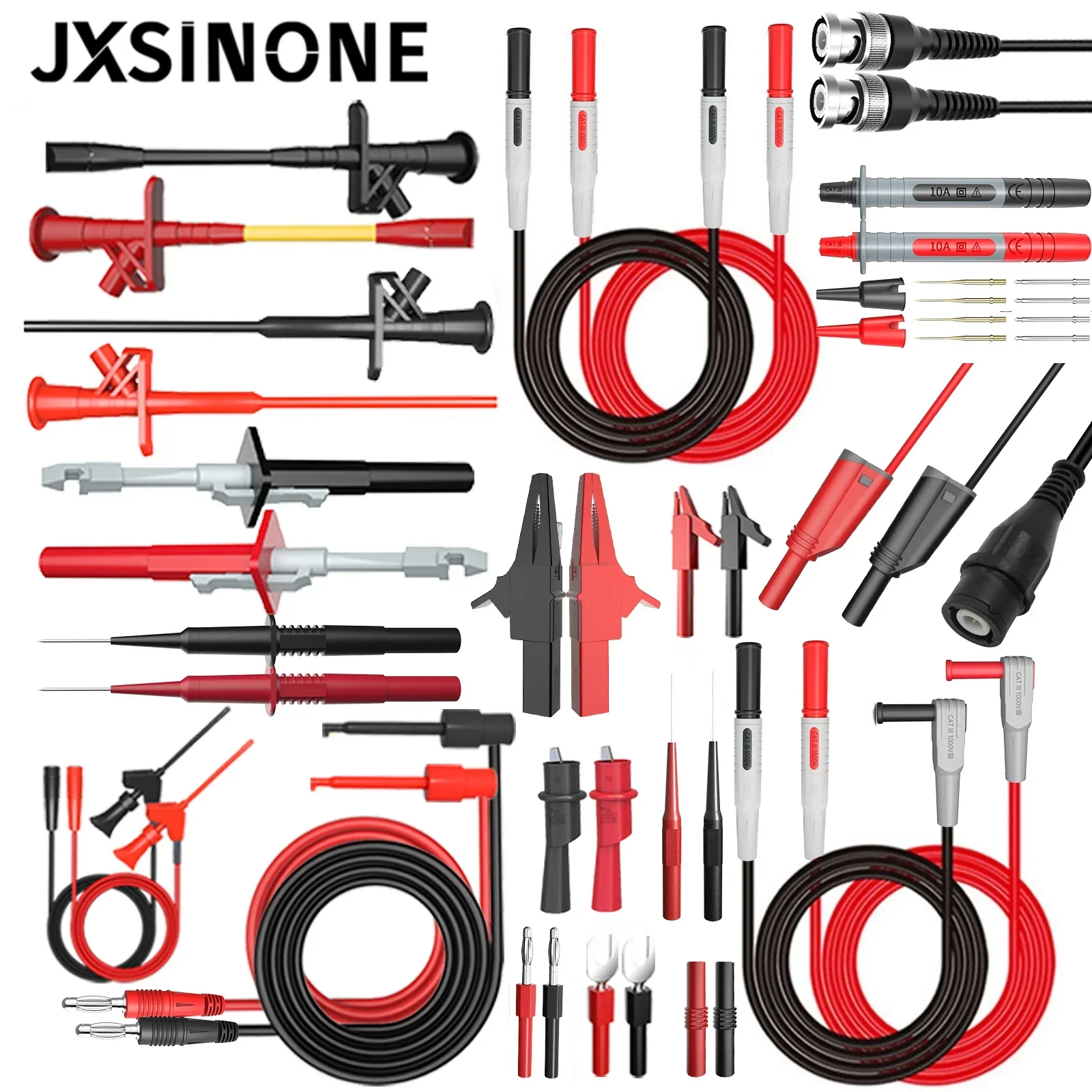 JXSINONE-P1600 Series Multímetro Test Lead Kit, 4mm Banana Plug-Test Cabo, Test Probe, Clipes IC Gancho, Automotive Repair Tool Set