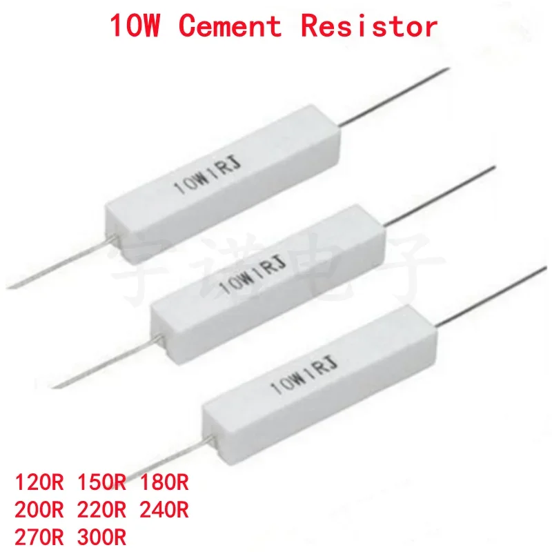 

10piece 10W 5% Cement Resistor NEW Power Resistance 120R 150R 180R 200R 220R 240R 270R 300R Ohms Accurate Good High-quality DIP