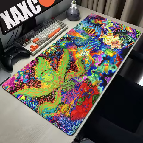 Trippy Psychedelic Weed Large Gaming Mouse Pad Computer Mousepad PC Gamer Mouse Mat Laptop Mouse Carpet Keyboard Mat Desk Pad