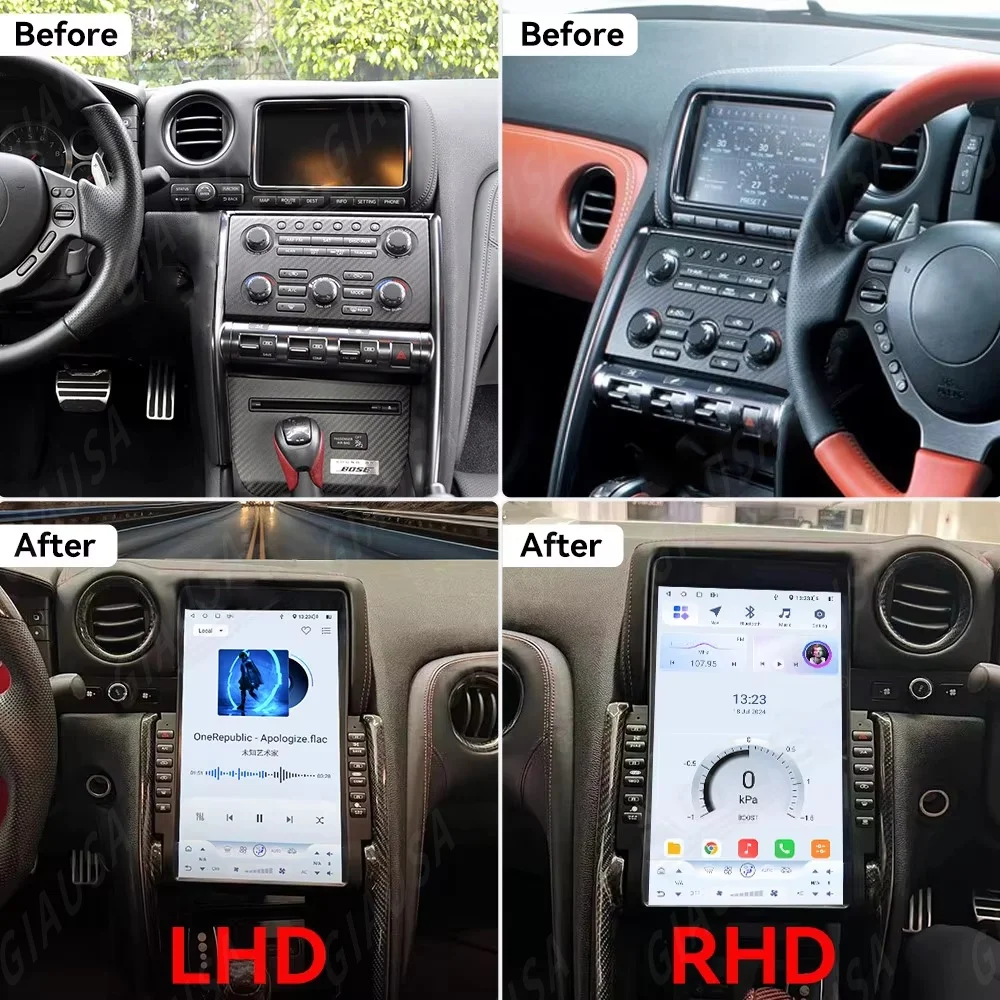 13.6Inch Android13 For Nissan GTR 2011-2017 right-hand drive CarPlay Car Radio GPS Navigation Multimedia Player Stereo Head Unit