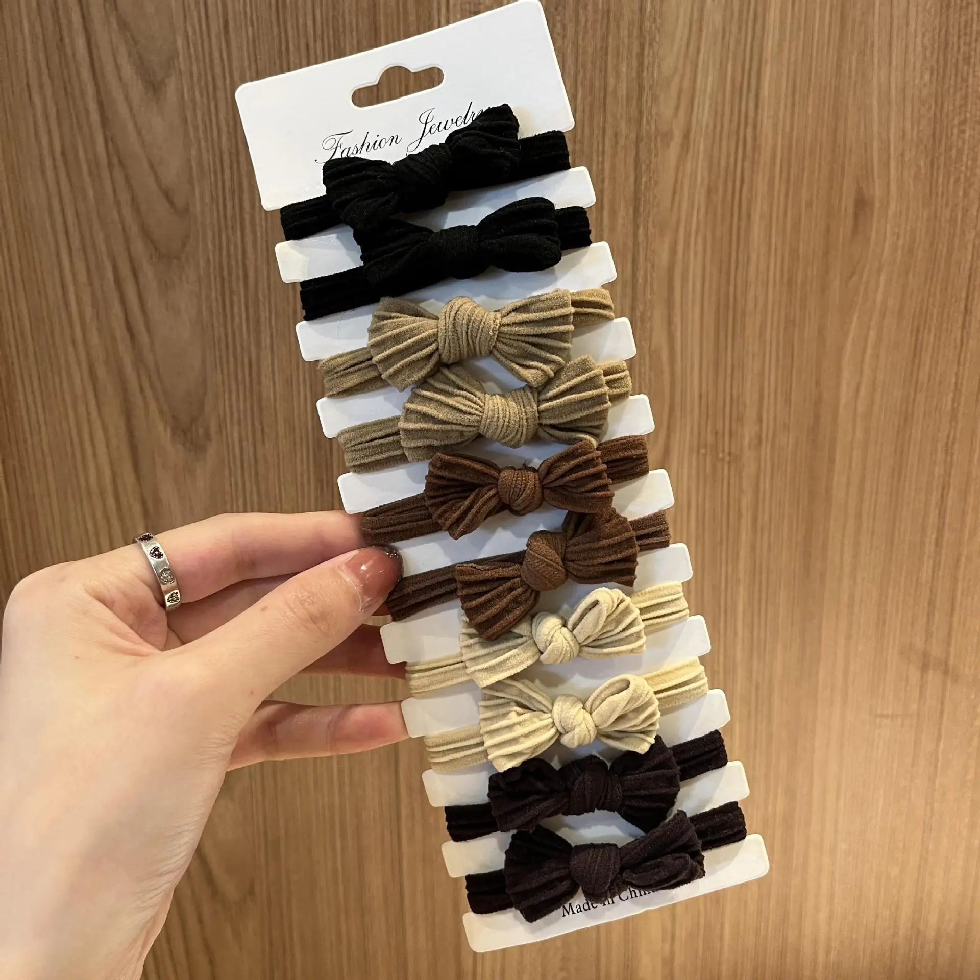 10Pieces Set Solid Color Scrunchies Elastic Hair Bands New Women Girls Hair Accessories Ponytail Holder Hair Ties Stripe Ha