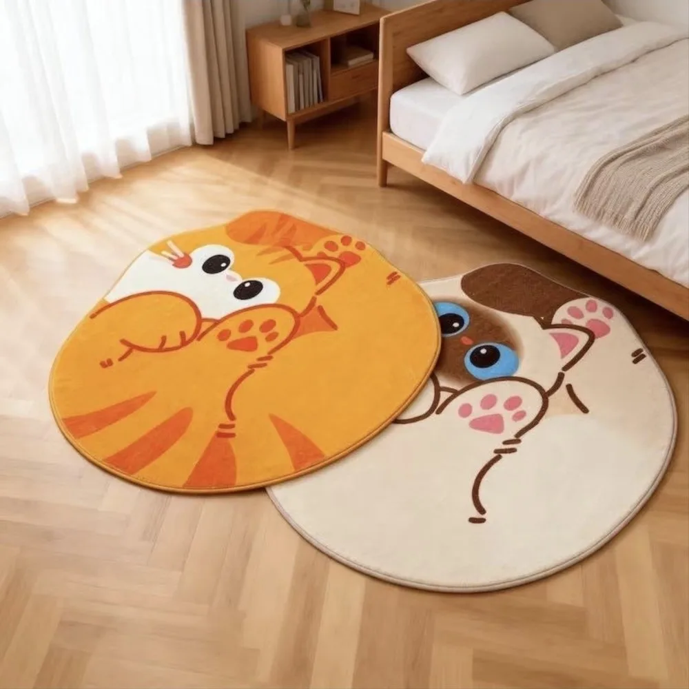 Imitation Cashmere Cat Shape Floor Mat Absorbent Soft Animal Area Rug Floor Barrier Cute Entryway Door Mat for Living Room