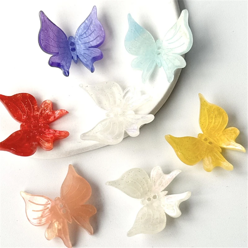 100 Pieces/Lot New Resin Acetic Acid 3D Acrylic Butterfly Beads Charm Connectors DIY Hair Earrings Jewelry Findings Accessories