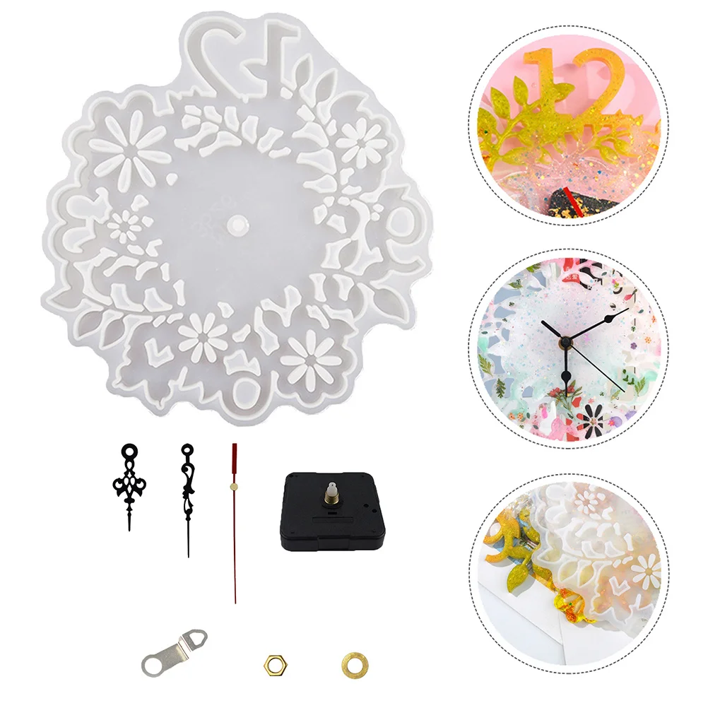 

DIY Floral Clock Mold Made of High Quality Silicone Strong Wear Resistance for Creative Home Decor Crafting Clock Mold