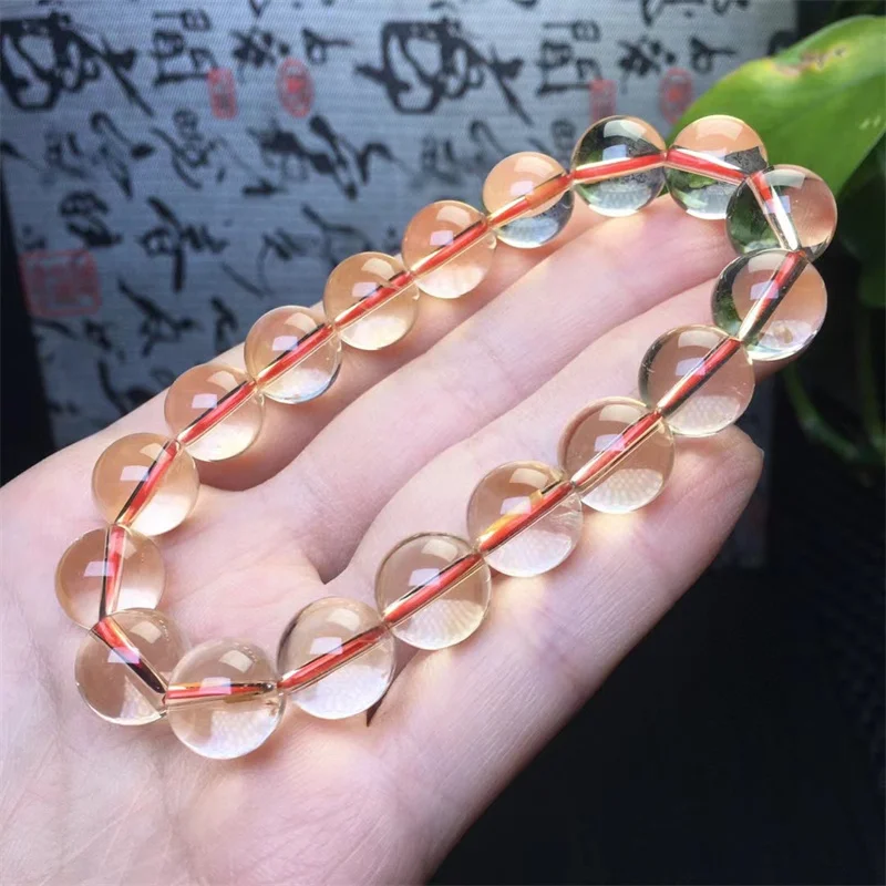 10MM Natural Citrine Bracelet Energy Crystal Aura Healing Fengshui Gemstone Yoga Elastic Couple Jewelry 1PCS