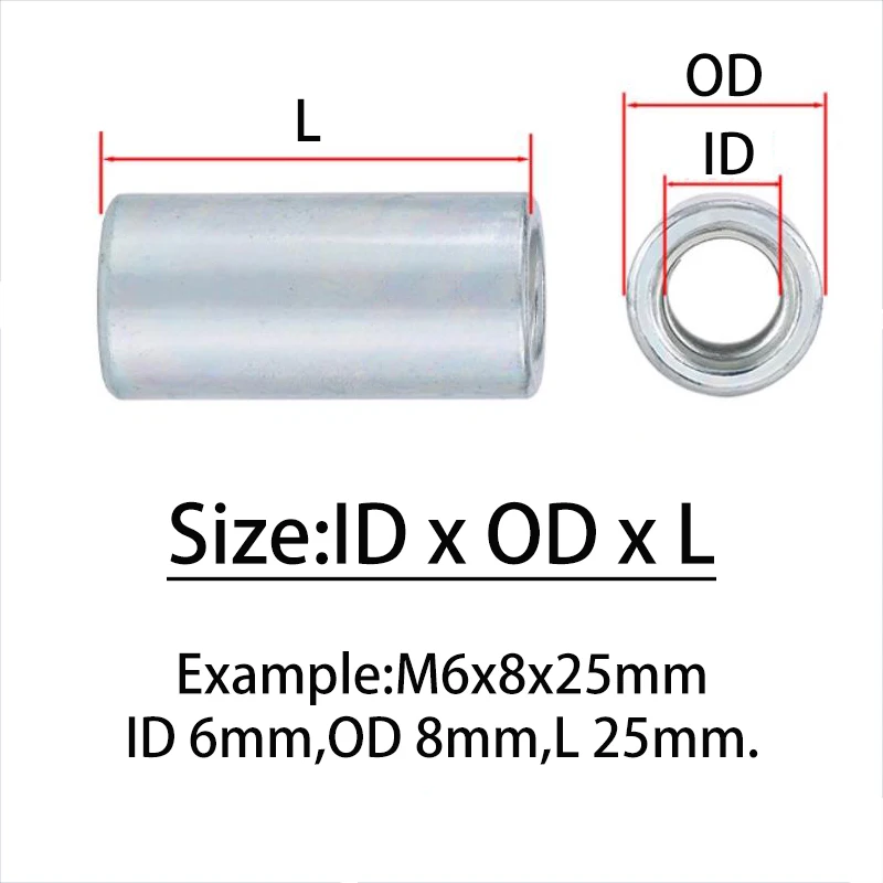 M6 M8 M10 M12 Zinc Plated Extend Long Lengthen Round Coupling Nut Connector Joint Sleeve Nut Joint Sleeve Tubular Nut 5~50pcs