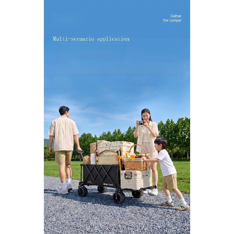 Folding Camping Wagon Cart Outdoor Collapsible Trolley Reclining for Kids Picnic Camping Gathering Travel Camp Trailer - view 4