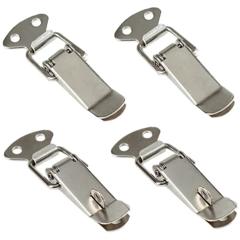 4Pcs/Set  Duck-mouth Spring Buckle Iron Wooden Box Toolbox Latch Catch Hand Toggle Lock Clamp Metal Buckles Hardware Accessories