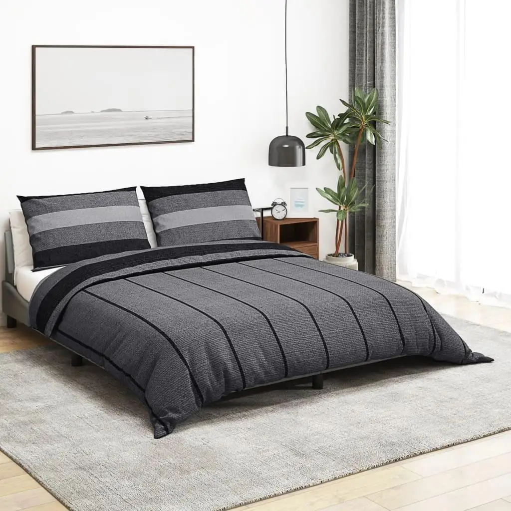 Luxury Dark Grey Cotton Duvet Cover Set 200x220 cm - Soft & Cozy Bedding Collection