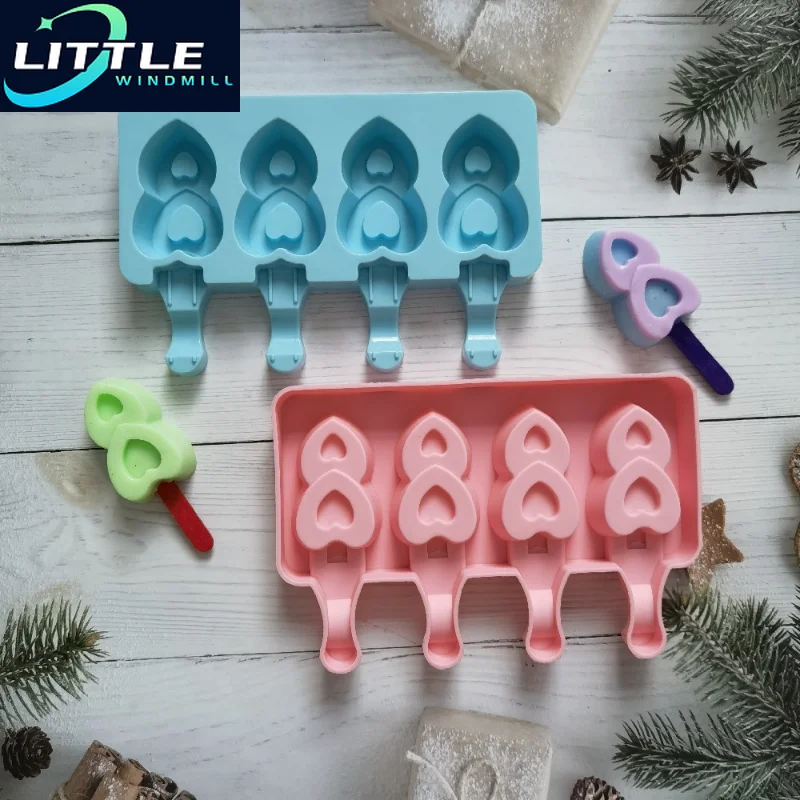 

Homemade Popsicle Moulds Freezer 4 Cell Small Size Ice Cube Tray Barrel Makers BakingTools Silicone Cream Mold