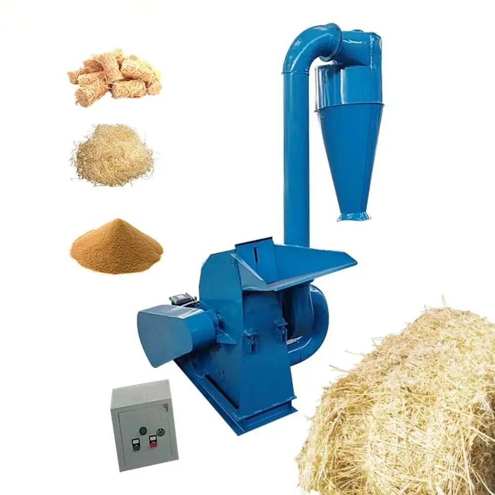 #Hammer Mill Grinding Machine Cheap 6 Beaters Wood Hammer Mill Wood Sawdust Conveyor Belt Wood Chip Crusher