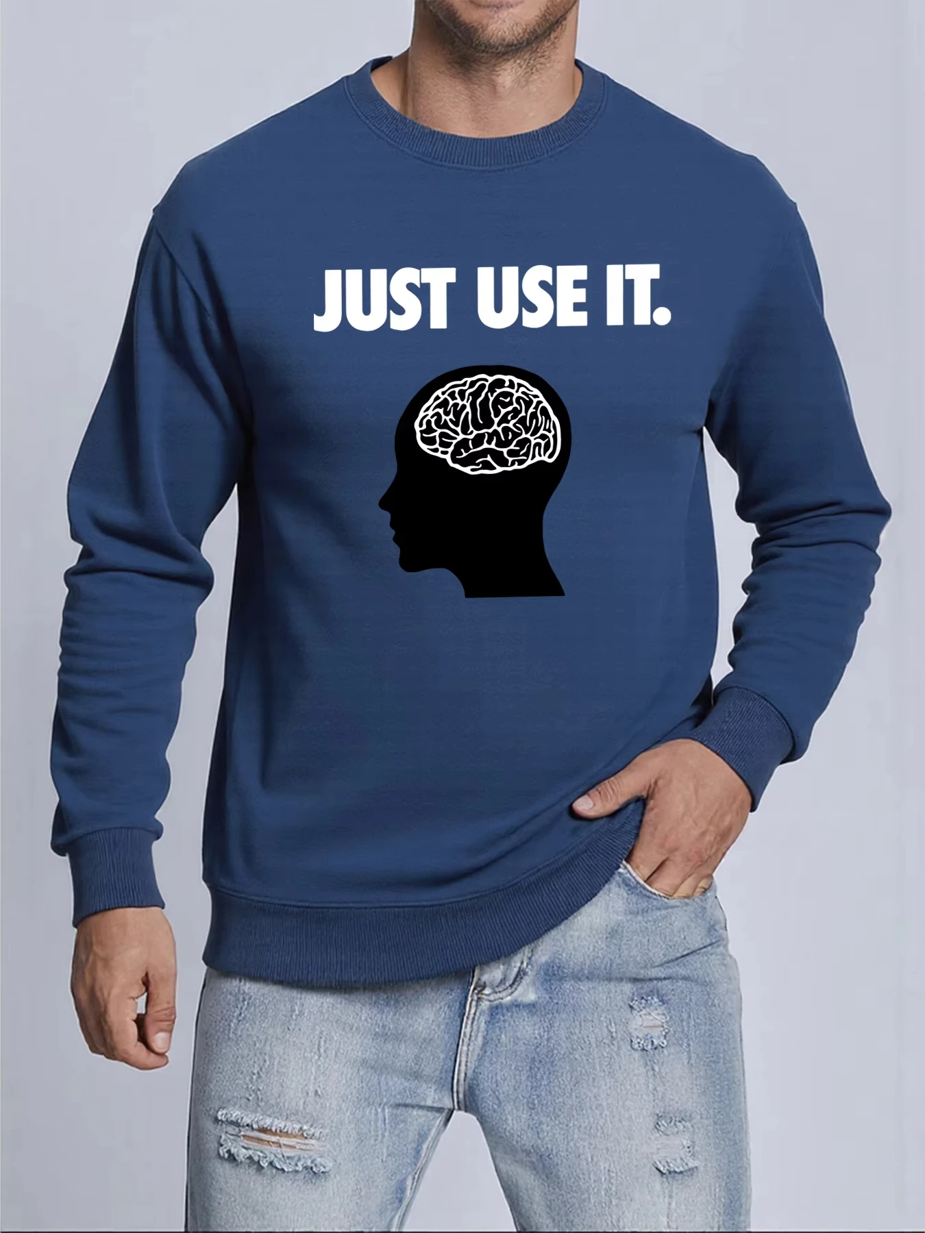 Brain Just Use It-ropa deportiva para hombre, sudaderas de lana de calle, Tops cálidos de otoño, jerséis cómodos de moda Unisex