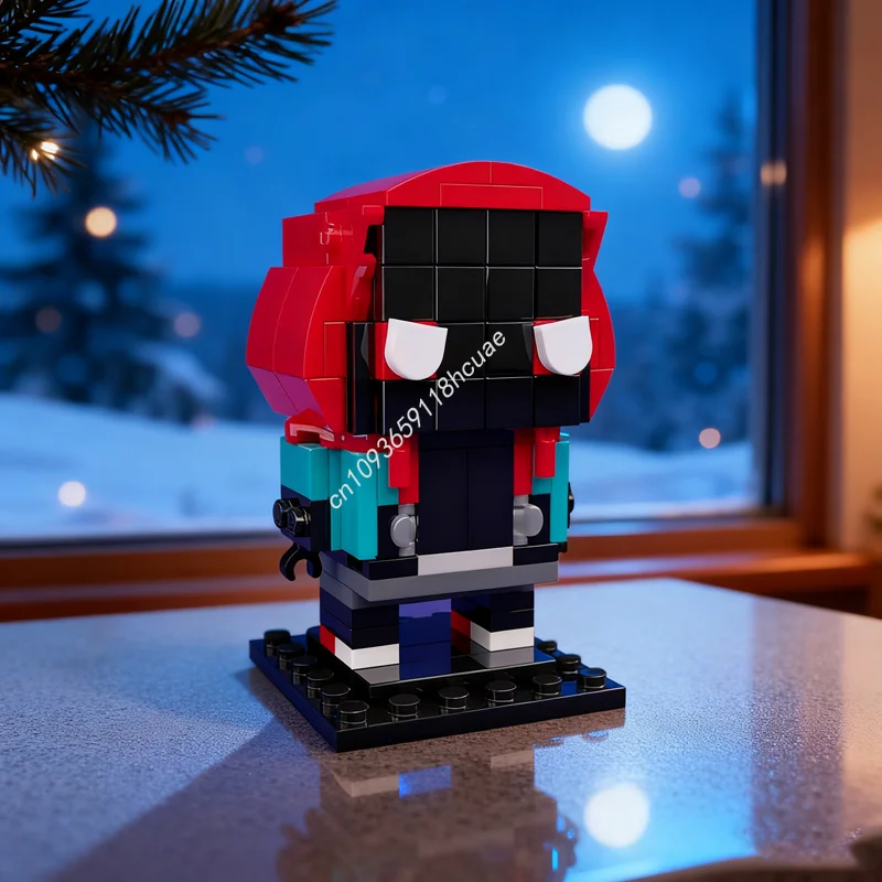 

135 шт. MOC Miles Morales на заказ, модель Brickheadz, строительные игрушечные блоки, сборка, рождественский подарок, креативное образование, кирпич на день рождения