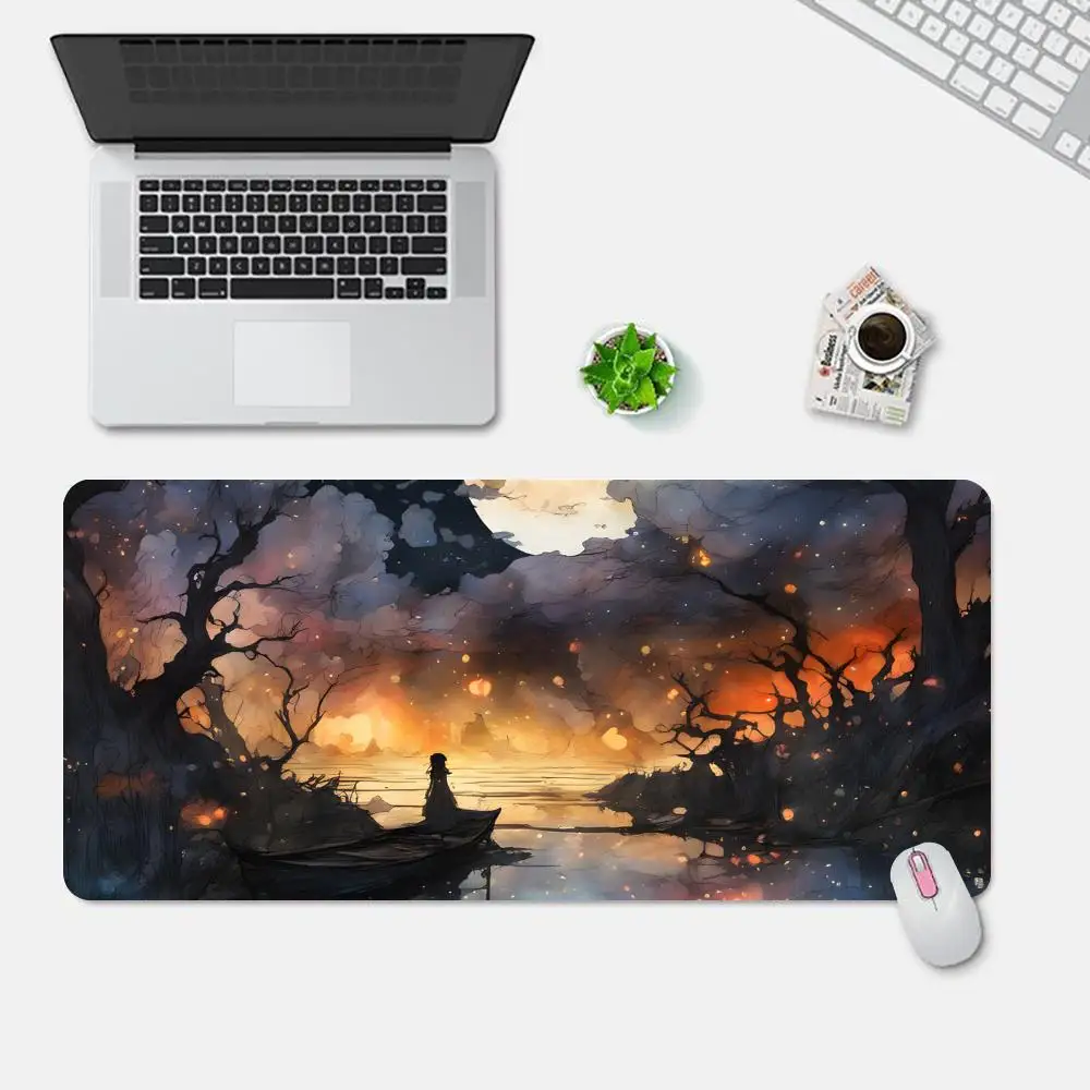 AI sunset lake  Hot desk mat Mouse Pad Gamer keyboard Gaming Mouse Mouse pad large Desk Mat Large Keyboard Pad  Desktop Rubber Mouse Cushion