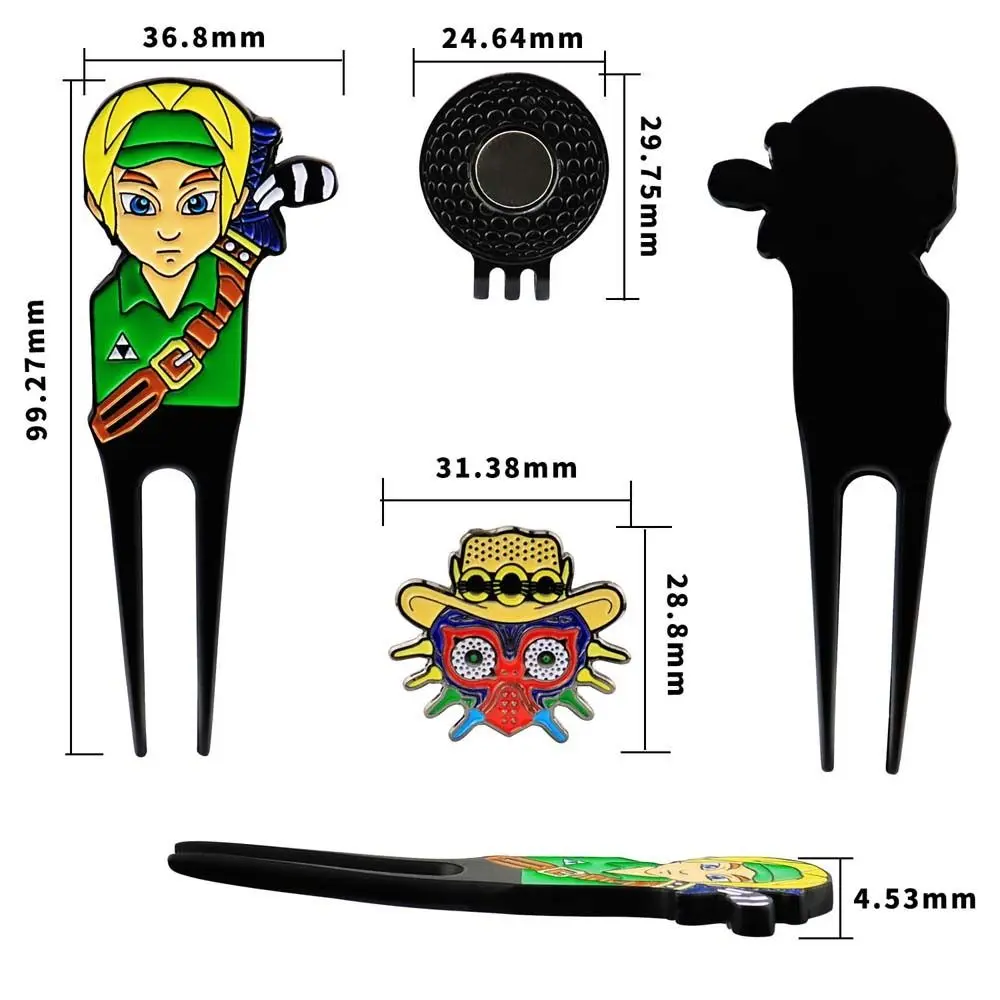 Practical Golf Divot Repair Tool Anti-Scratch Durable Golf Green Fork Creative Golf Magnetic Cap Clip