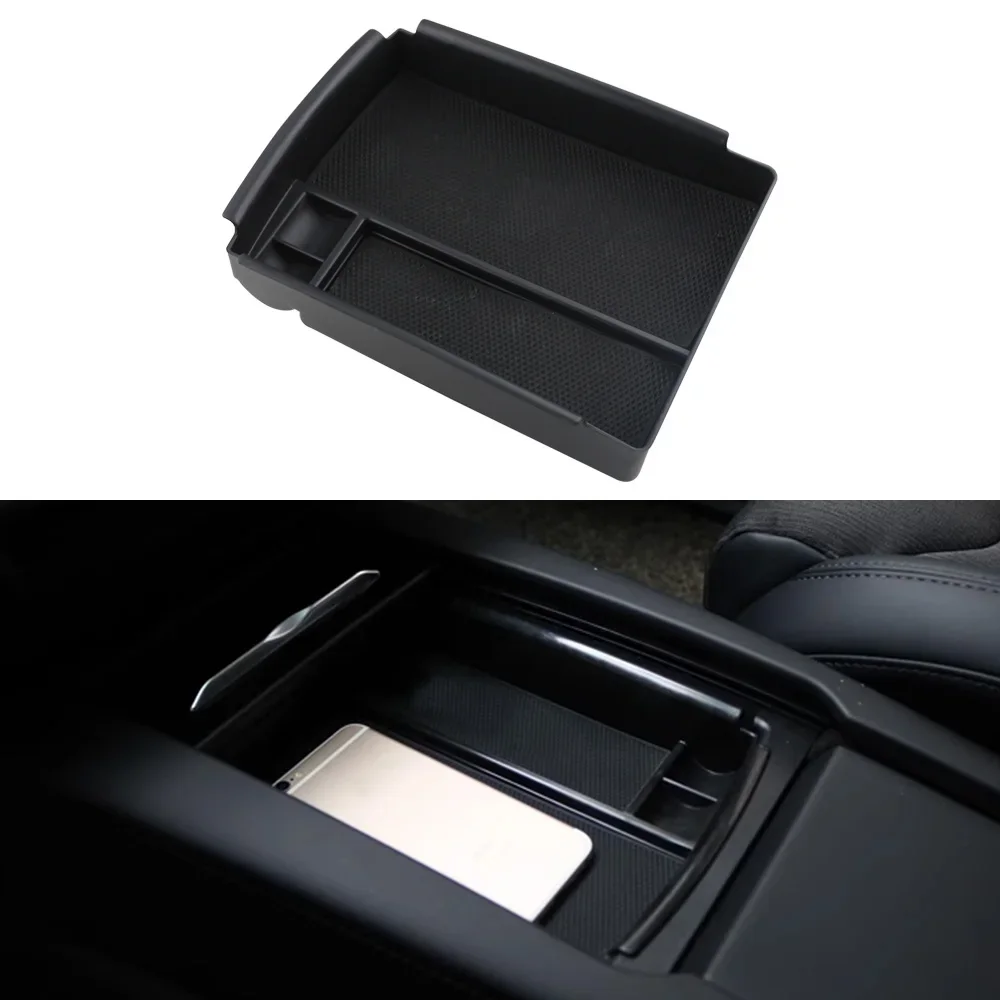 Car Console Armrest Storage Box Phone Wireless Charger for Tesla Model X 2016 -2020 for Tesla Model S 2016 -2020 Black