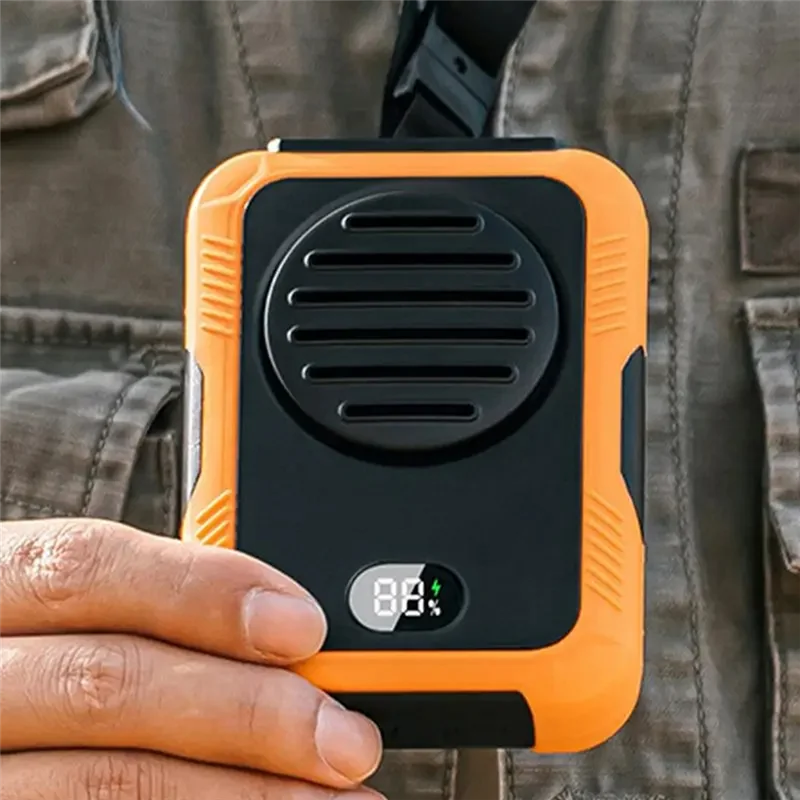 

ABKU-Поясной вентилятор Портативный охлаждающий вентилятор Перезаряжаемый безлопастной вентилятор Шейный вентилятор Цифровой дисплей Вентилятор громкой связи Поясной вентилятор для кемпинга