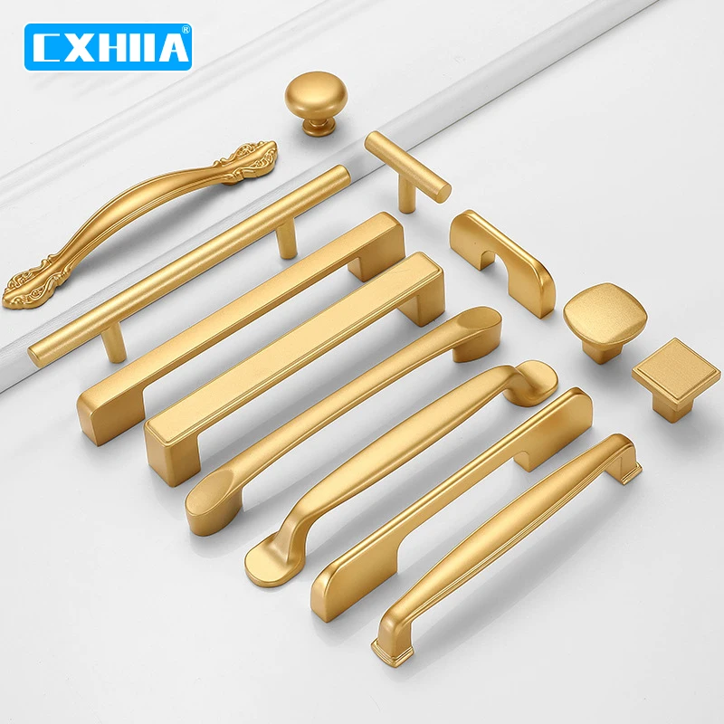 CXHIIA Wardrobe Handle Hardware Wardrobe Door Handle Cabinet Handle Aluminum Alloy Light Luxury Gold Drawer Cabinet Handle