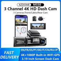 AZDOME M550-3 Channel Dash Cam 4K+1080P Car DVR Three Camera Bulit-in GPS WiFi Car Recorders IR Night Vision APP Control