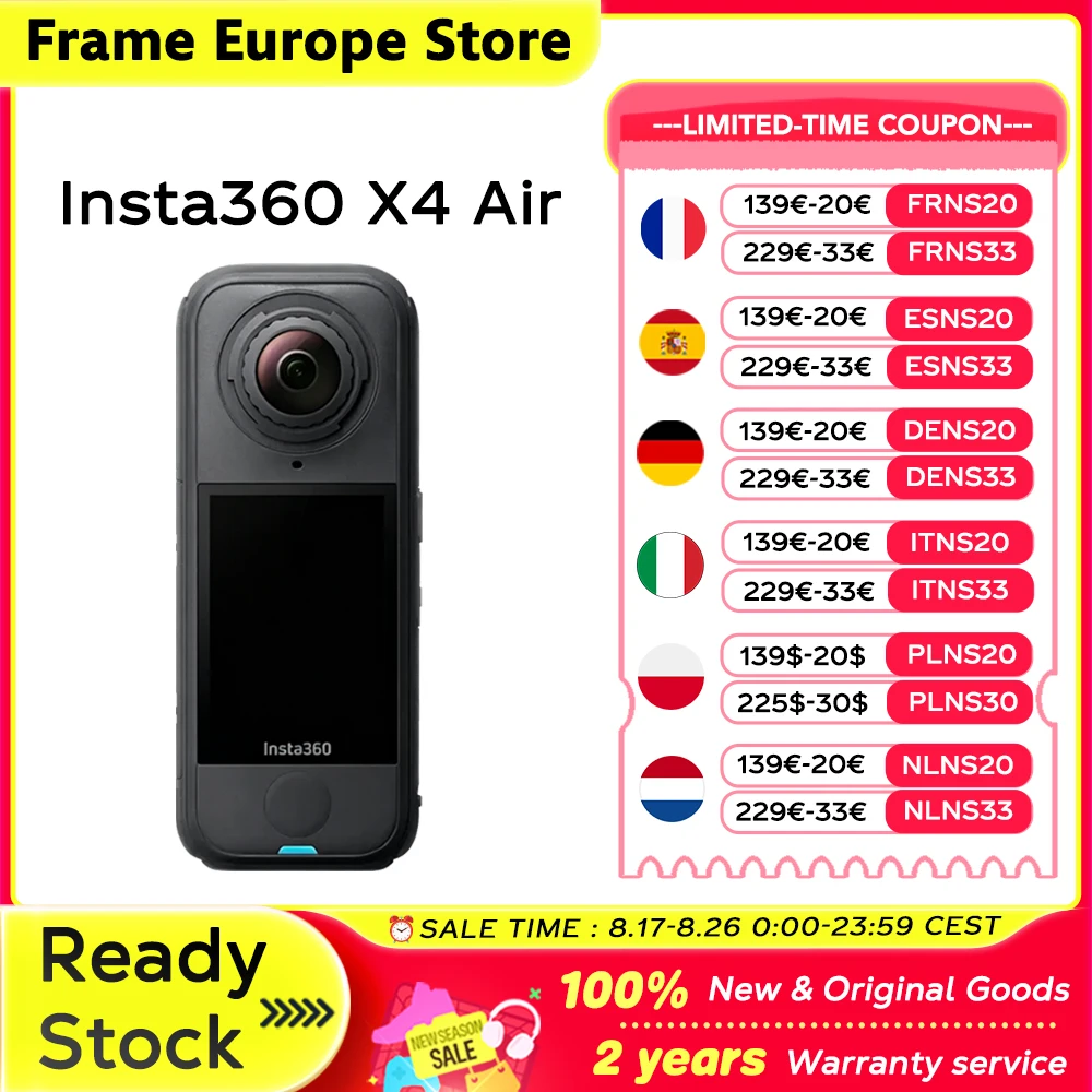 [LOCAL+] Insta360 X4 Air Sportkamera - 165g Leichtgewichtige 8K 360-Grad-Kamera Unsichtbarer Stangeneffekt Eingebauter Windschutz