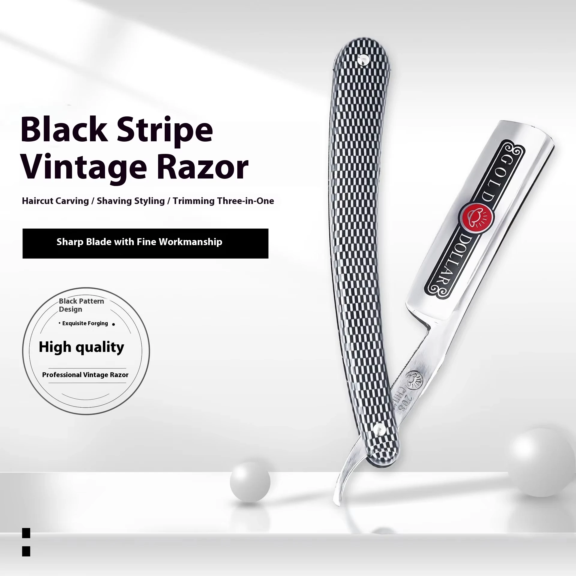 

Профессиональная классическая стальная бритва с прямыми краями, прецизионный инструмент для бритья для салона-парикмахера