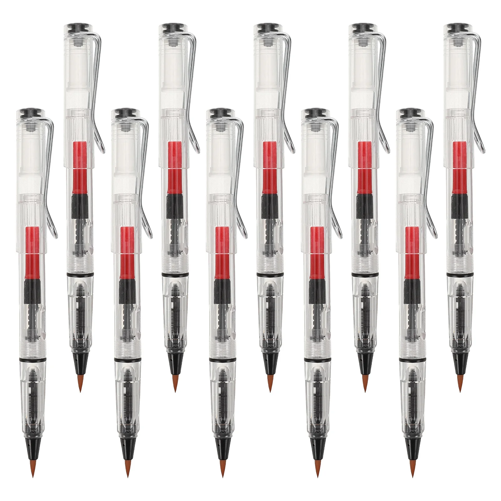 10Pcs Chinese Calligraphy Soft Tip Brush Pen Refillable Fountain Pen for Traditional Writing Sketching Lettering Ink Brush