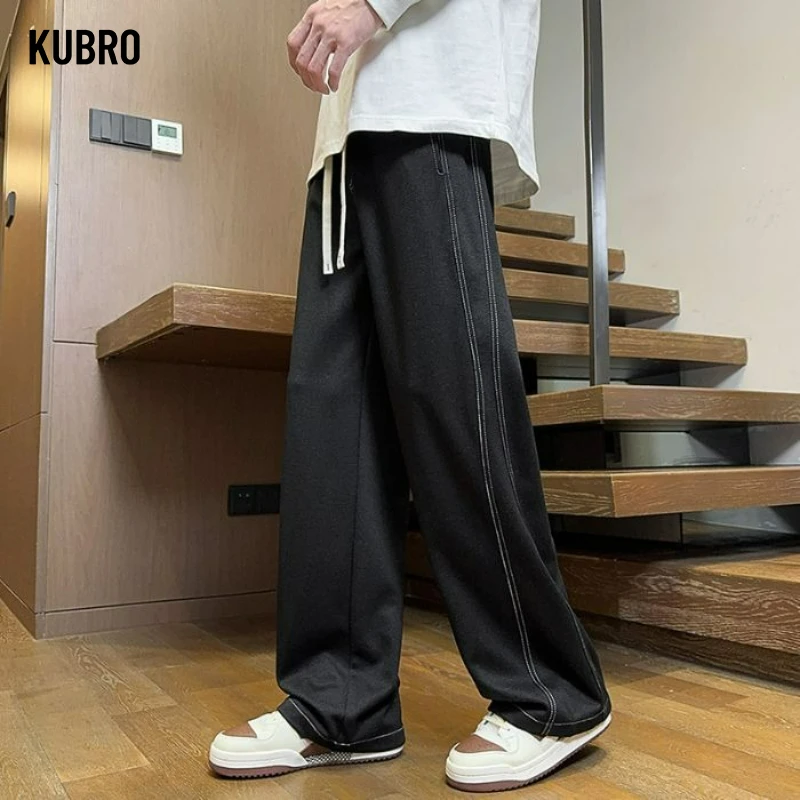 

New Men's Loose Straight Oversize Clothing Solid Versatile Work Wear Joggers Autumn Casual Male Fashion Stretch Sports Trousers