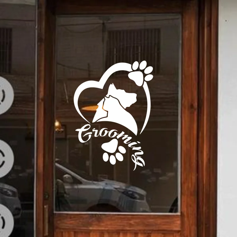 

Cat Dog Pet Shop Sign Wall Sticker Vinyl Pets Veterinary Clinic Design Grooming Salon Decoration Decals Removable #330