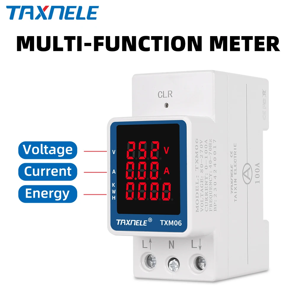 3 in1 AC 110V 220V 100A napięcie prądu miernik zużycia energii elektryczny KWH 99999.9KWH woltomierz amperomierz Din Rail