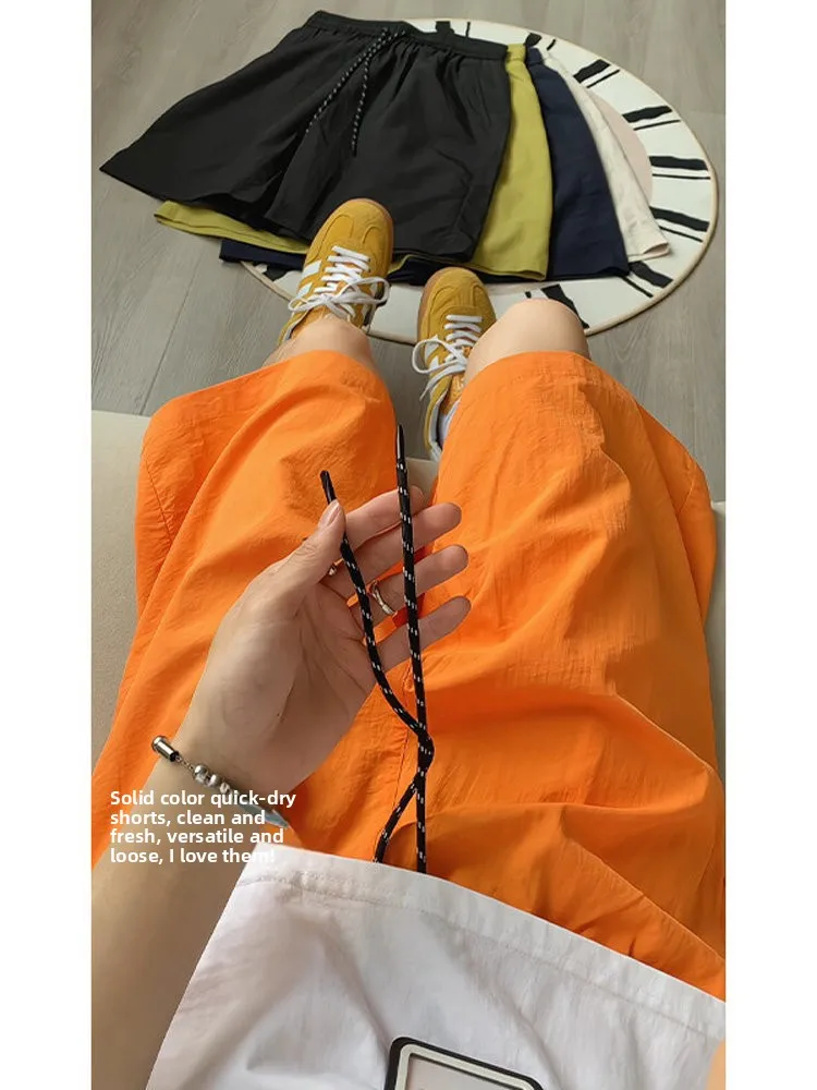 

Dopne Qui Dry Ice Silk Men's orts Summer Outdoor Cool Feeling Beach Pants American CleanFit Straight Tube Mid-Pants