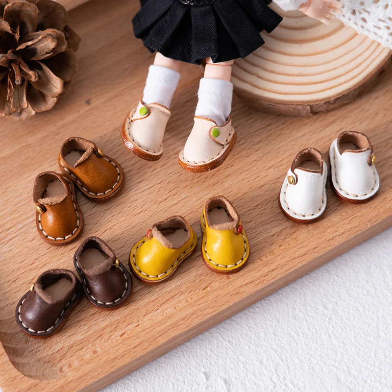 OB11 Doll Shoes 1/12 Inch Cowhide Simple style Shoes Boots Handmade Shoes For GSG Body9 YMY Hand Hook Doll