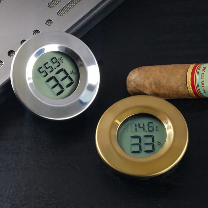 Mini Digital Portable Cigar Hygrometer Thermometer Humidor for Cigars Hygrometer Round Tobacco Gadget Accessories