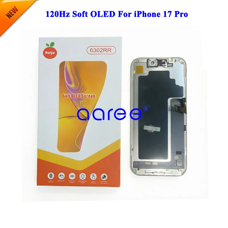 RJ 120Hz Soft  OLED Display Screen For iPhone 17Pro Display LCD Screen Touch Digitizer Assembly