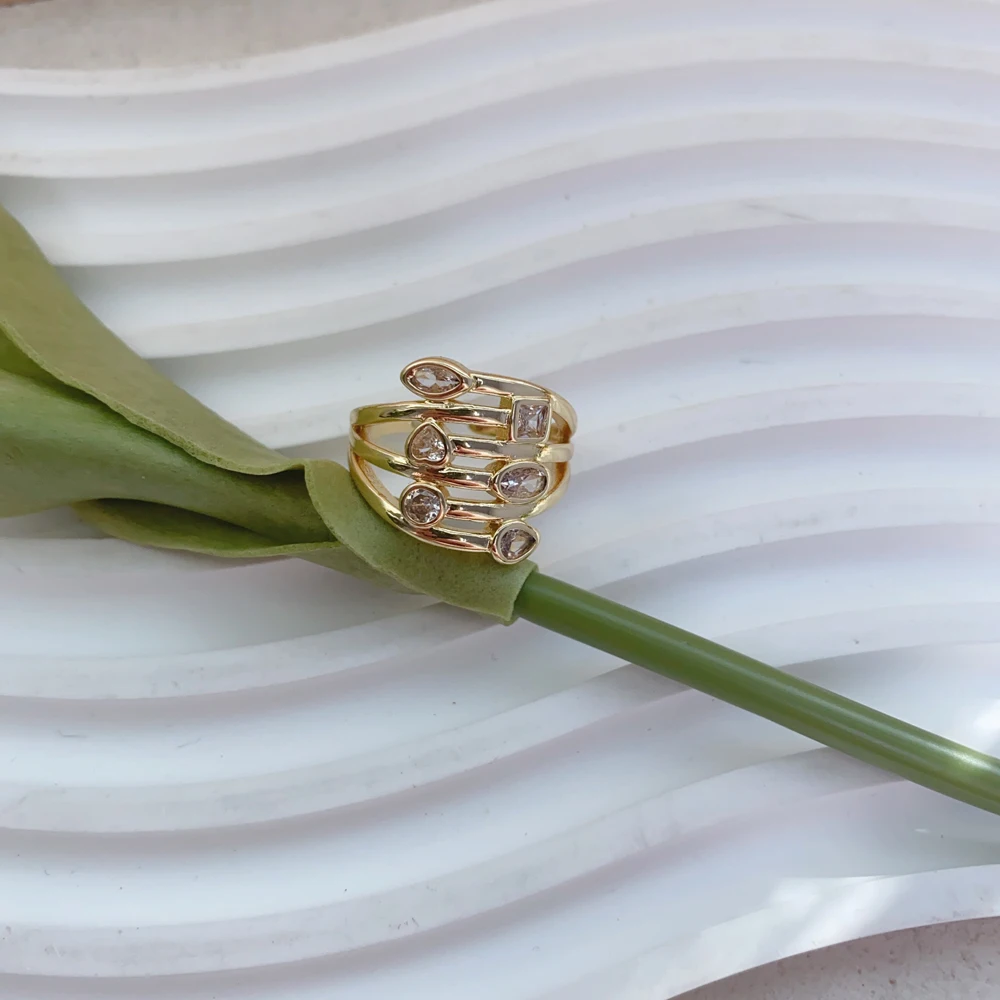 2024 تصميم جديد 18 كيلو مطلية بالذهب النحاس الزركون خاتم موضة خواتم النحاس للمجوهرات النسائية #6