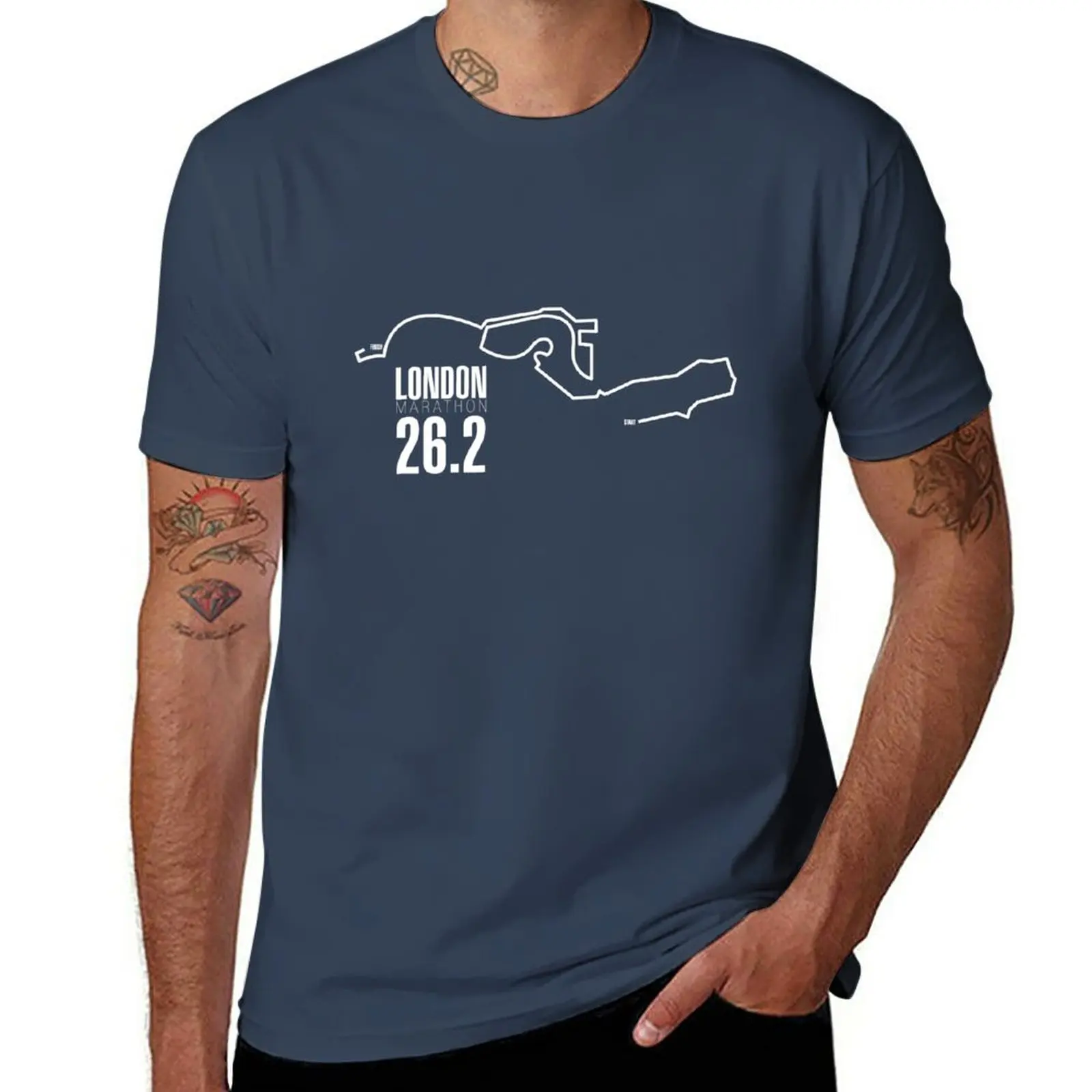 New London Marathon route map T-Shirt custom t shirt Short t-shirt Short sleeve heavyweight t shirts for men